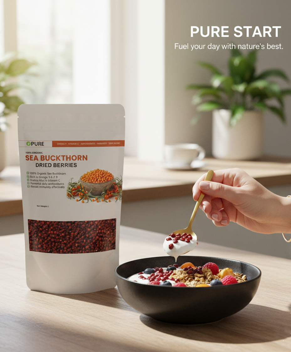 Opure Himalayan Sea Buckthorn Dried Berries – 100% Natural, Handpicked Superfruit