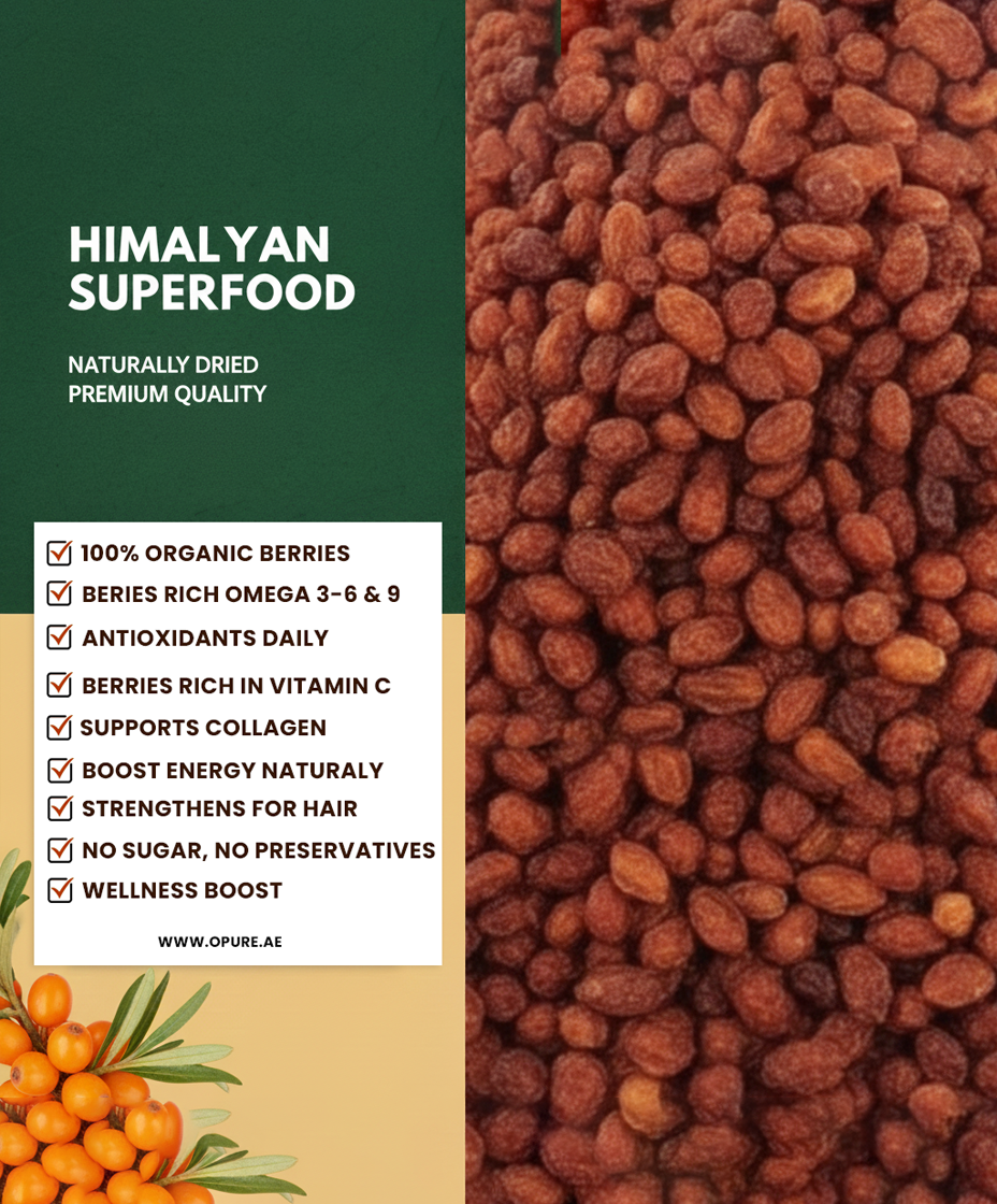 Opure Himalayan Sea Buckthorn Dried Berries – 100% Natural, Handpicked Superfruit