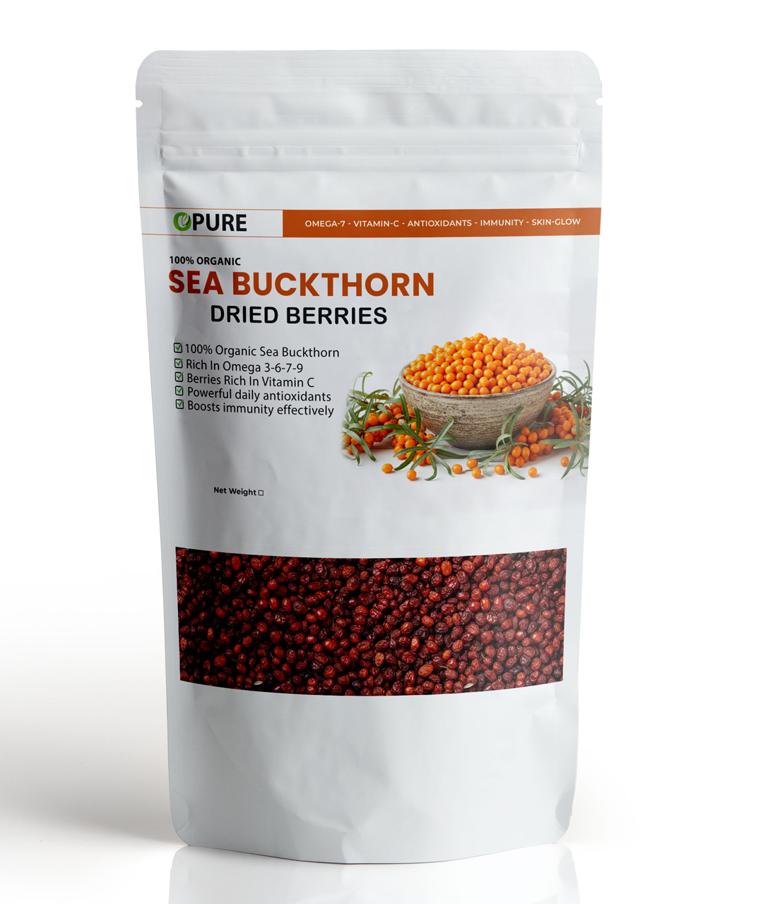 Opure Himalayan Sea Buckthorn Dried Berries – 100% Natural, Handpicked Superfruit