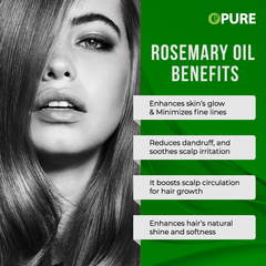 Rosemary Oil Best for Hair, Skin & Body - 100% Natural Diffuser & Aromatherapy also Hair Growth, Reduce Hair Loss, Deeply Nourishing Scalp